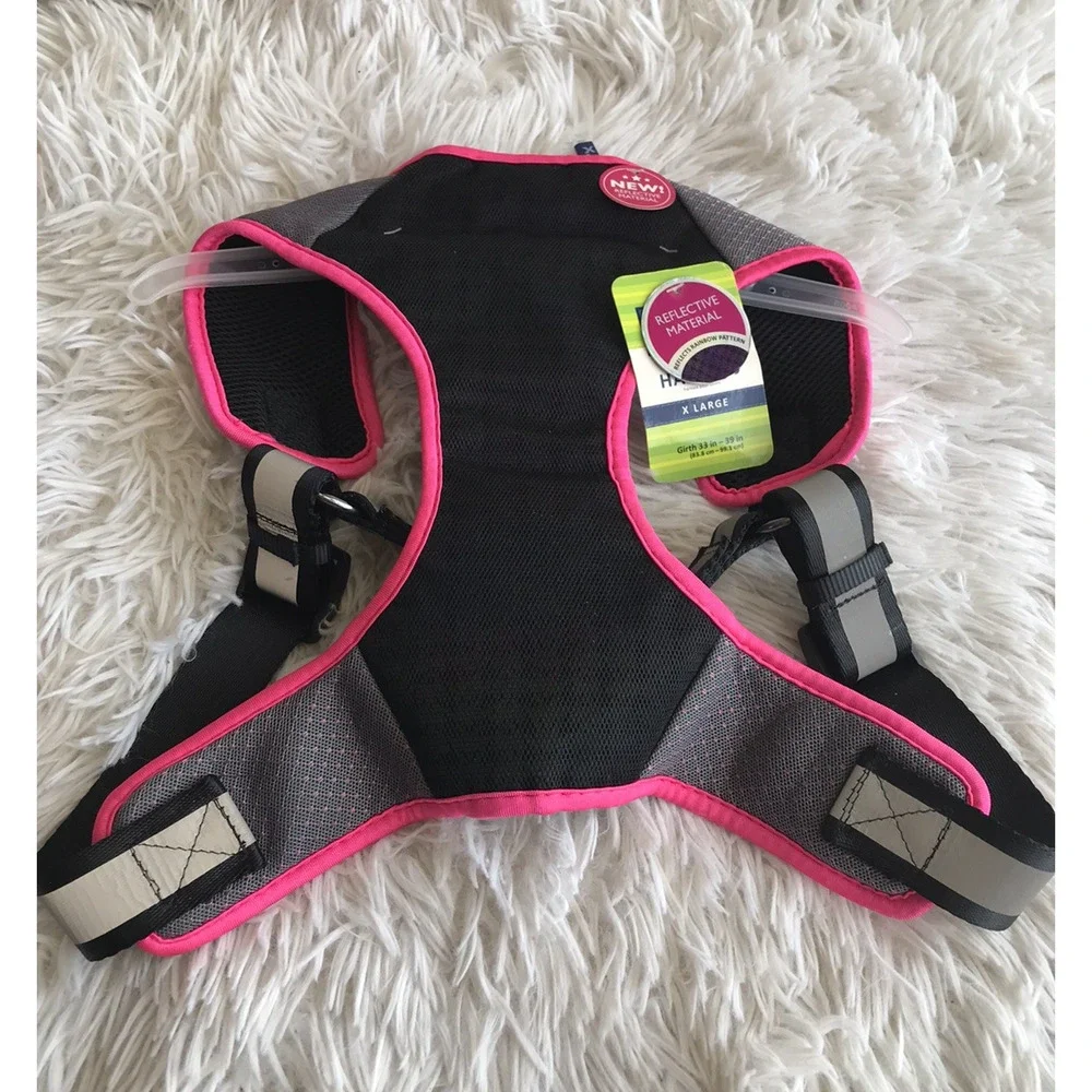 TOP PAW Comfort Dog Harness W Rainbow Reflective Material Pink Black Grey XLarge